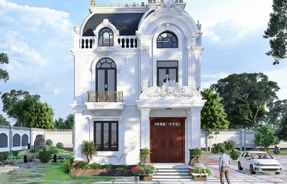 Kiến trúc nhà tân cổ điển 2 tầng hiện đại năm 2025